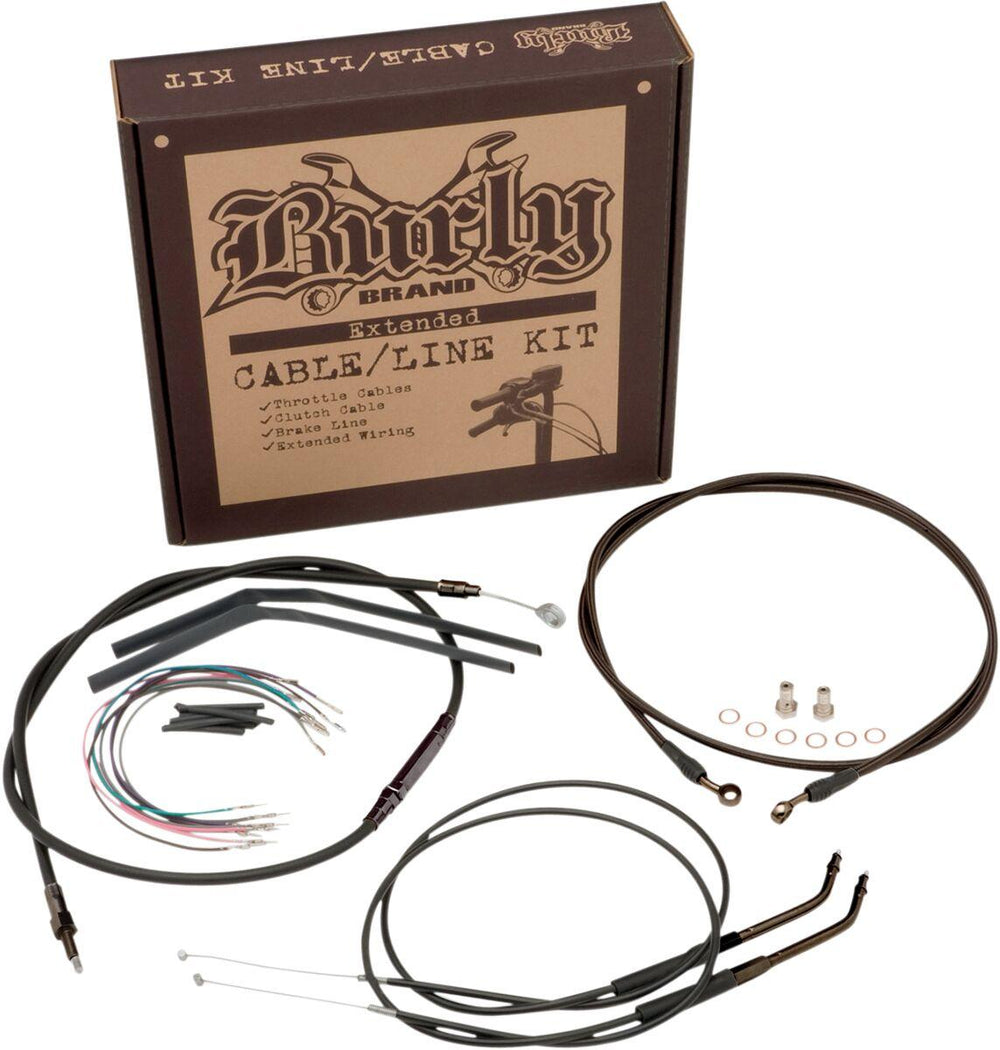 Burly Cable Line Kit for Ape Hanger Handlebars For Harley Davidson XL 1200 C 1997-2003 30.5cm (12") - Black