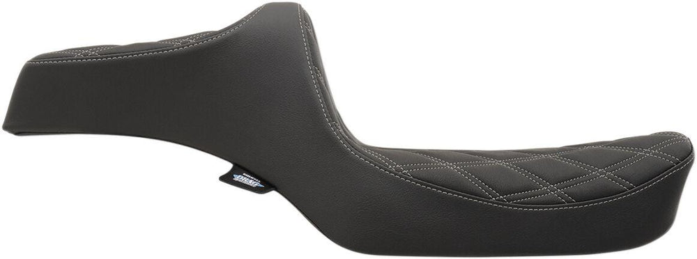 Drag Specialties Predator III Seat For Harley Davidson XL 1200 C 1996-2003 Silver Stitching Double Diamond - Black Silver