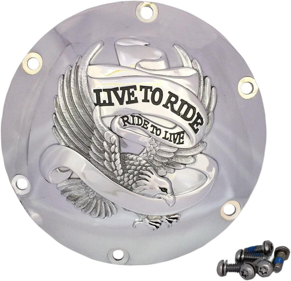 Drag Specialties Live To Ride Derby Cover For Harley Davidson XL 1200 C 2004-2020 - Silver
