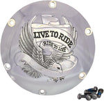 Drag Specialties Live To Ride Derby Cover For Harley Davidson XL 1200 C 2004-2020 - Silver