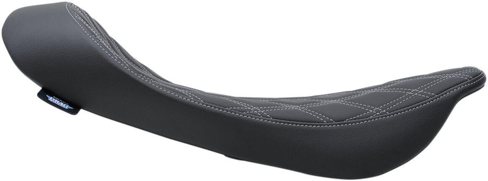 Drag Specialties EZ-On Mount Low-Profile Double Diamond Solo Seat For Harley Davidson FLHR 1340 1997-1998 - Black Silver