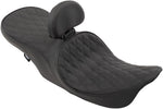 Drag Specialties Forward Positioned 2 Up Low Profile Double Diamond Touring Leather Seat For Harley Davidson FLHR 1340 1997-1998 - Black