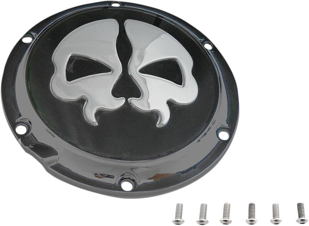 Drag Specialties Split Skull Derby Cover For Harley Davidson XL 1200 C 2004-2020 - Black Chrome