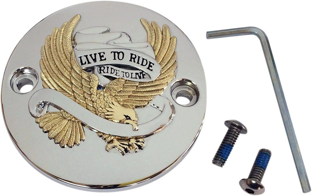 Drag Specialties Live To Ride Points Cover For Harley Davidson FLDE 1750 2018-2020 - Black Chrome Gold