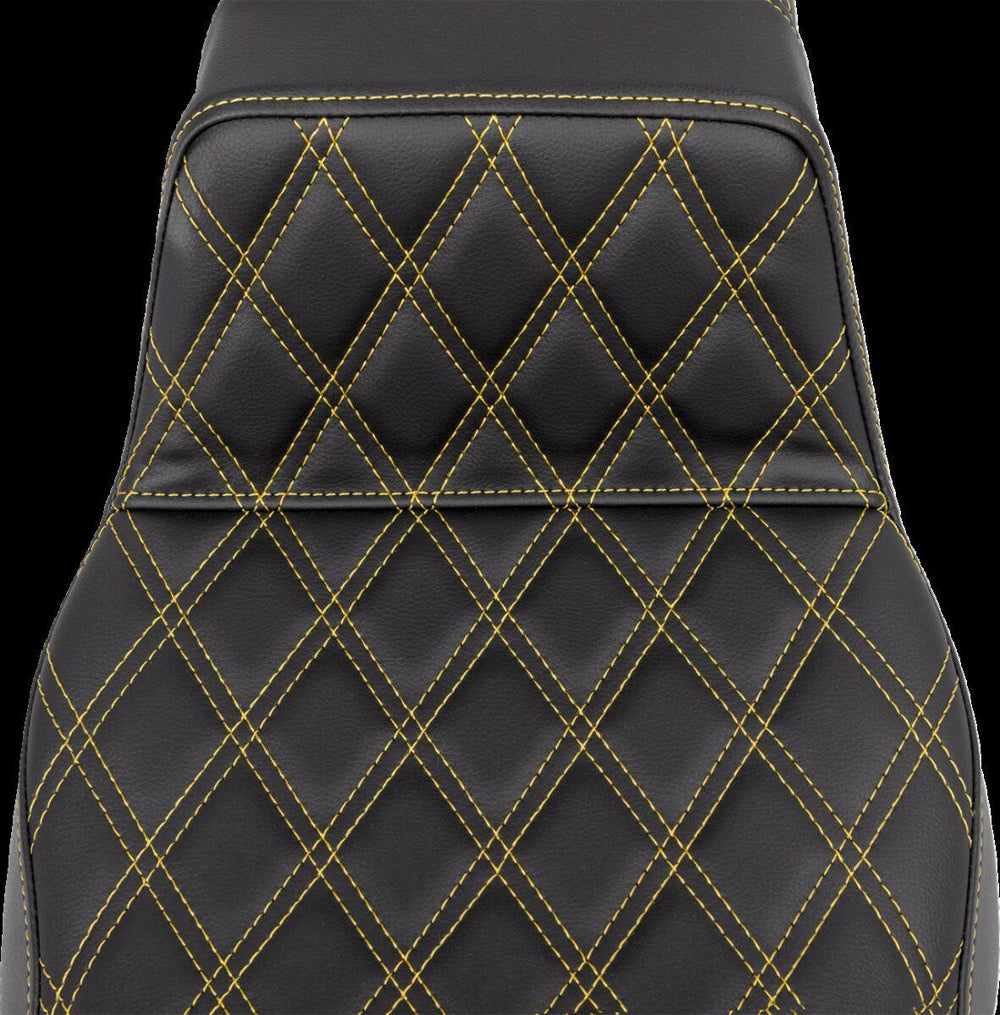 Saddlemen Lattice Stitch Step Up Seat For Harley Davidson FLHR 1584 2008 - Black/Gold (Driver Seat Length: 40.5 cm)