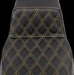 Saddlemen Lattice Stitch Step Up Seat For Harley Davidson FLHR 1584 2008 - Black/Gold (Driver Seat Length: 40.5 cm)