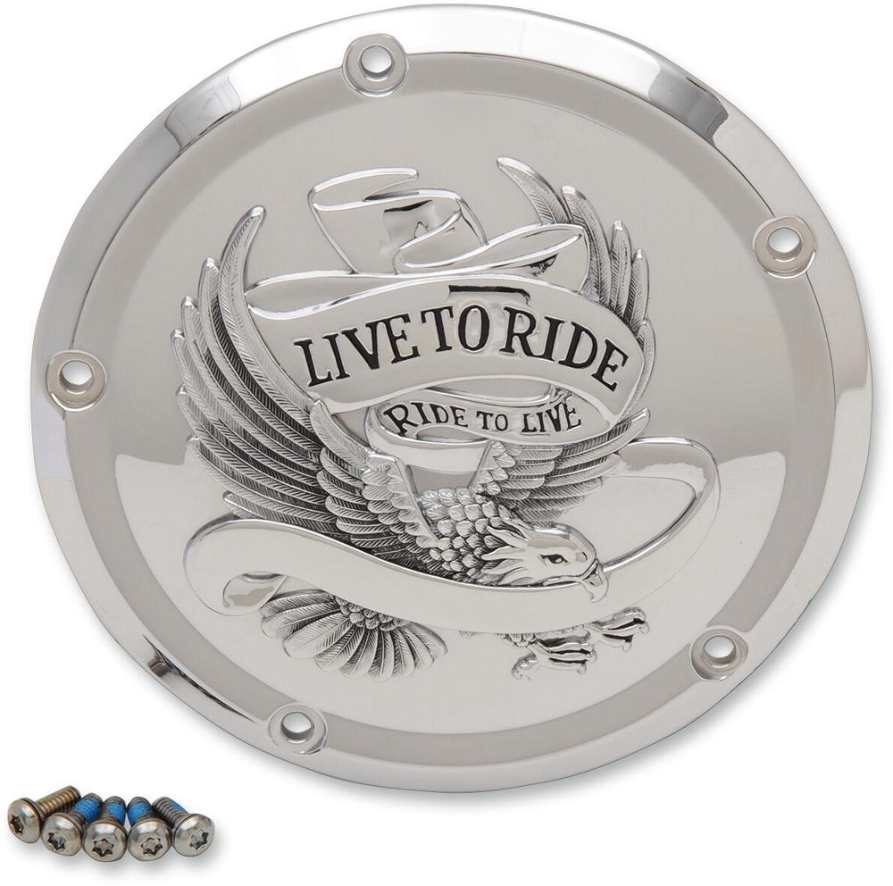 Drag Specialties Live To Ride Derby Cover For Harley Davidson FLHR 1750 - Chrome