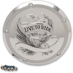 Drag Specialties Live To Ride Derby Cover For Harley Davidson FLHR 1750 - Chrome