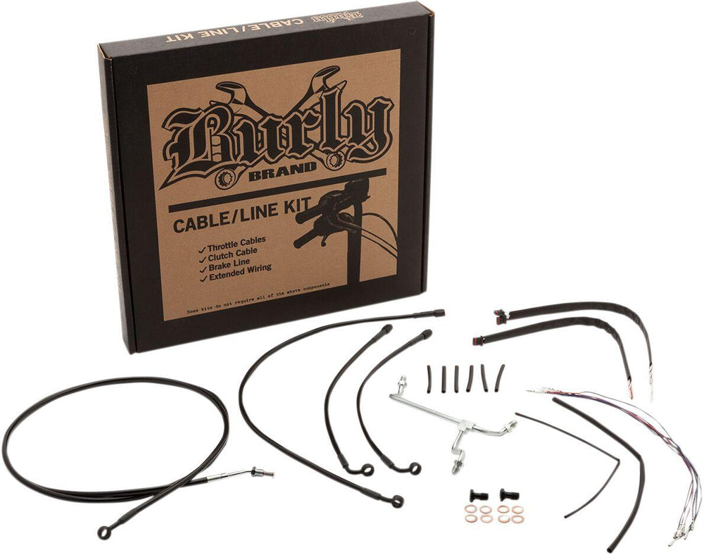 Burly Cable Line Kit for Ape Hanger Handlebars For Harley Davidson FLHR 1750 2017-2020 40.5cm (16") - Black Silver