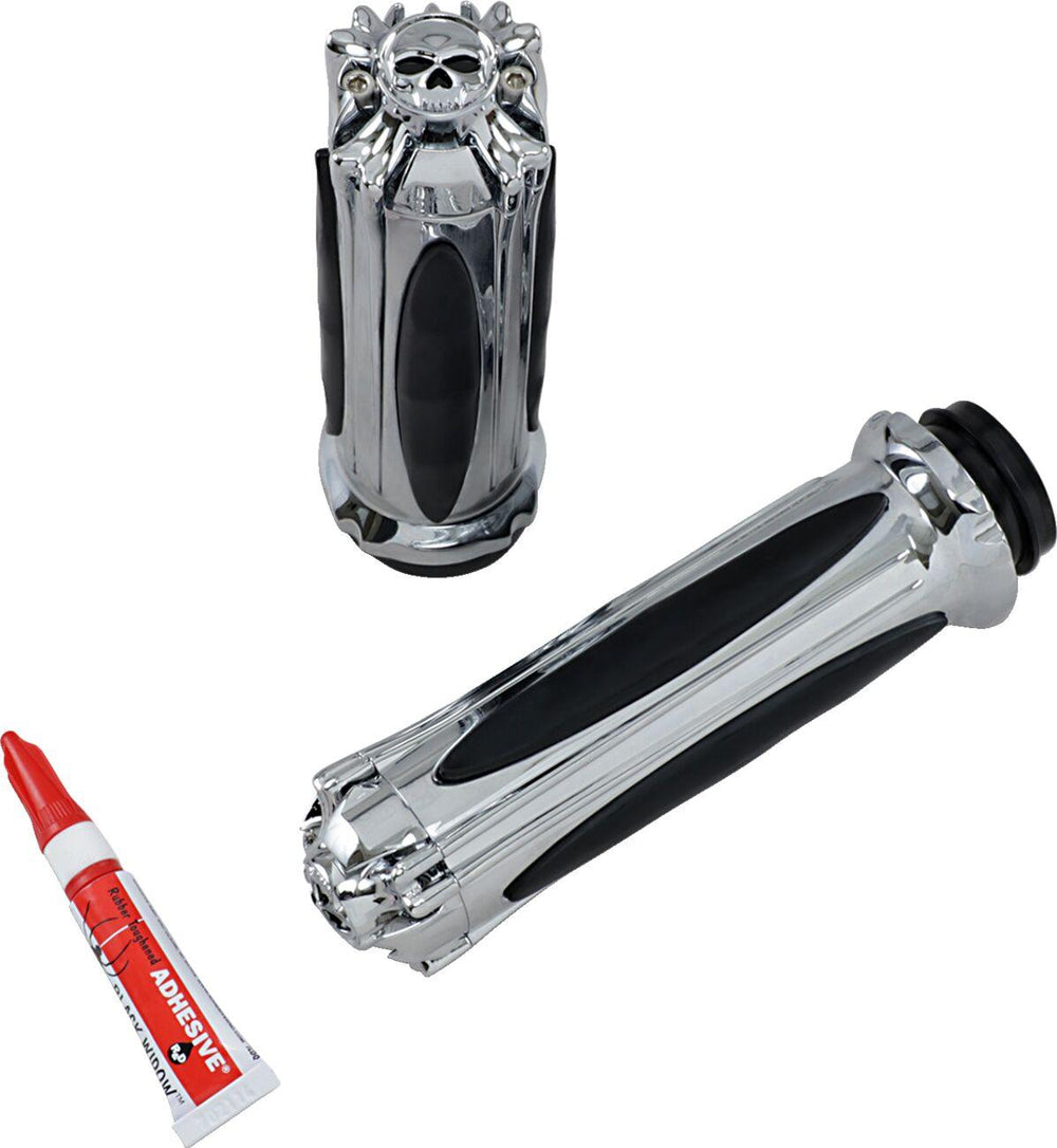 Kuryakyn Zombie Grips For 1" Bars For Harley Davidson FLDE 1750 2018 - Black/Chrome