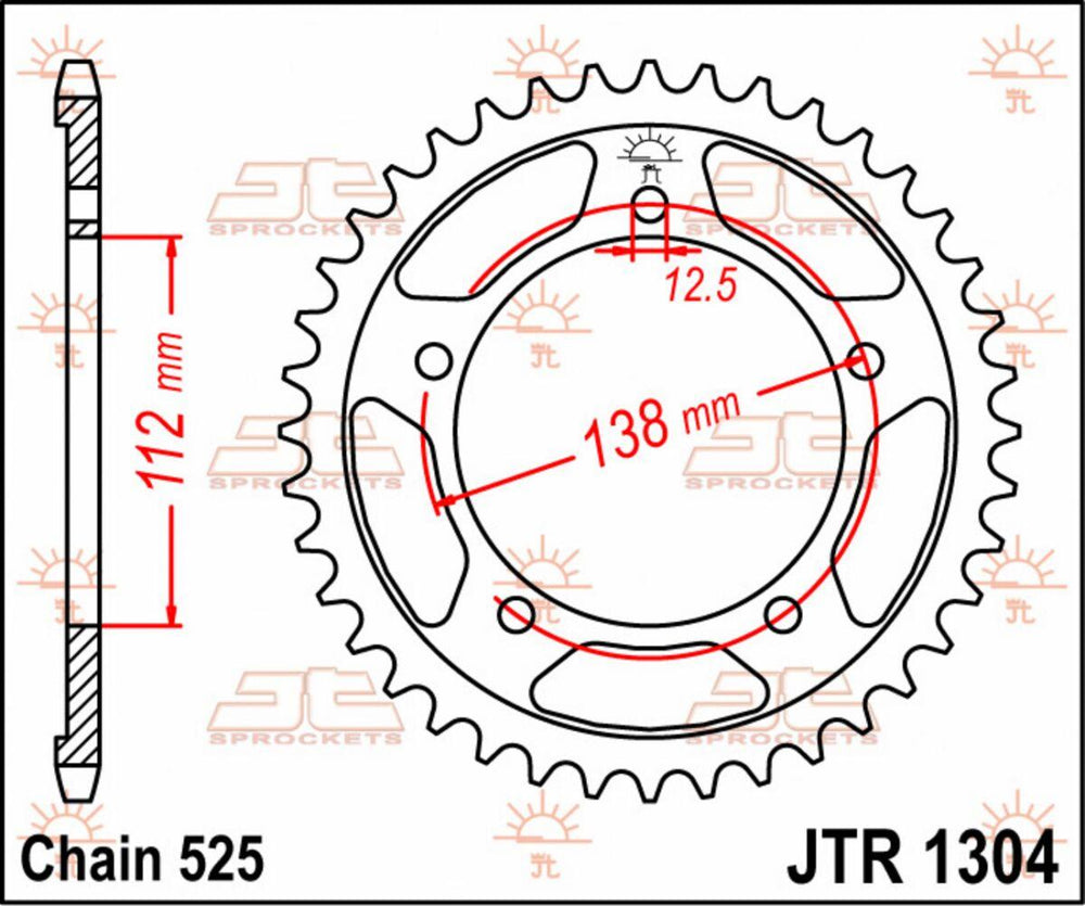 JT Steel Sprocket For Honda CB300F ABS 2015-2018 Rear 44T
