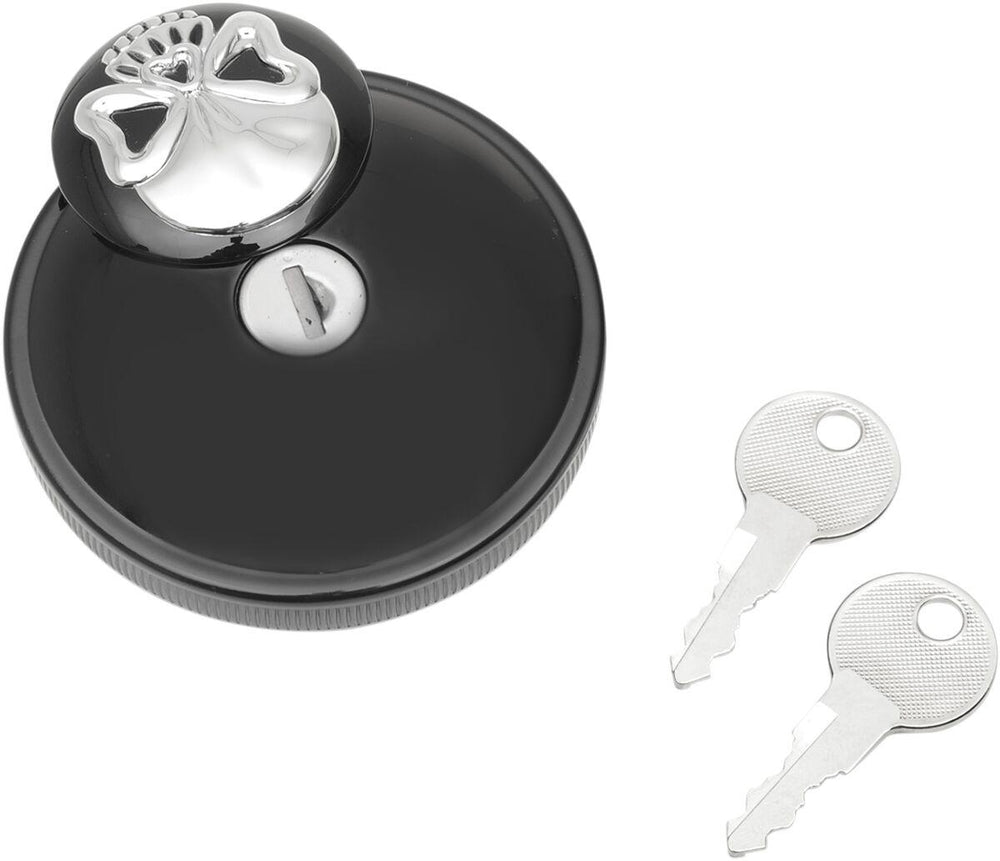 Drag Specialties Screw-In Locking Skull Fuel Cap For Harley Davidson FLD 1690 2012-2013 - Black Chrome
