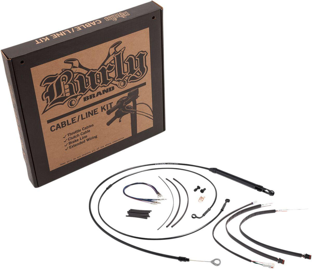 Burly Cable Line Kit for Ape Hanger Handlebars For Harley Davidson FLSB 1750 2019-2024 35.5cm (14") - Black
