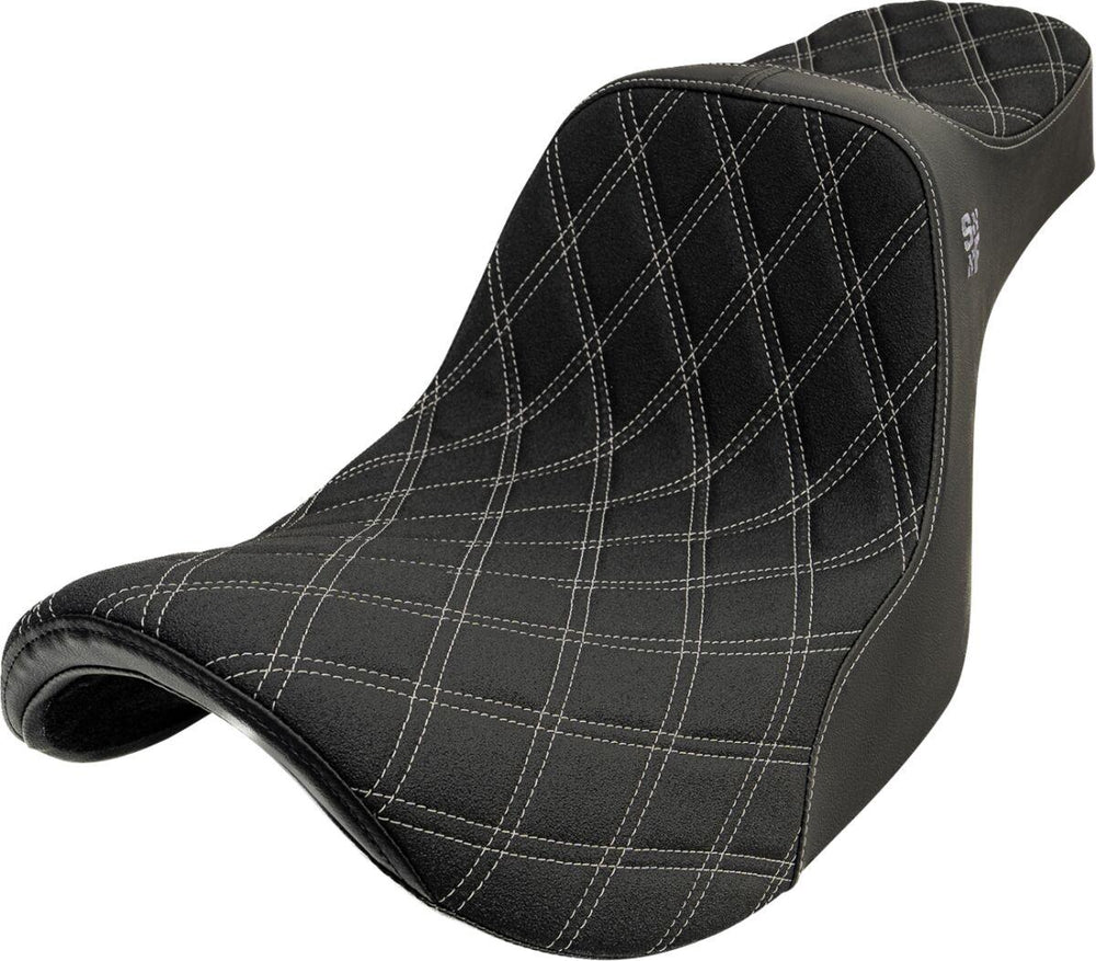 Slyfox High Noon Seat For Harley Davidson FXR1340 1986-1994 Silver Double Diamond - Black