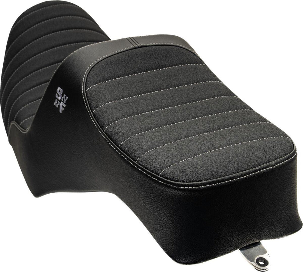 Slyfox High Noon Seat For Harley Davidson FXR1340 1986-1994 Classic Stitch - Black/Silver