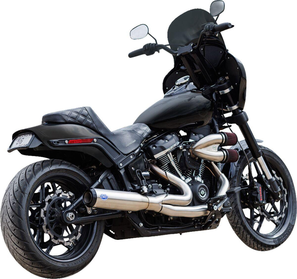 S&S Cycle 2 Into 1 Qualifier Exhaust System For Harley Davidson FLDE 1750 2018-2020 - Brushed