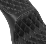 Drag Specialties Performance Predator 2 Up Seat For Harley Davidson FLSB 1750 2018-2021 Silver Stitching Double Diamond - Black