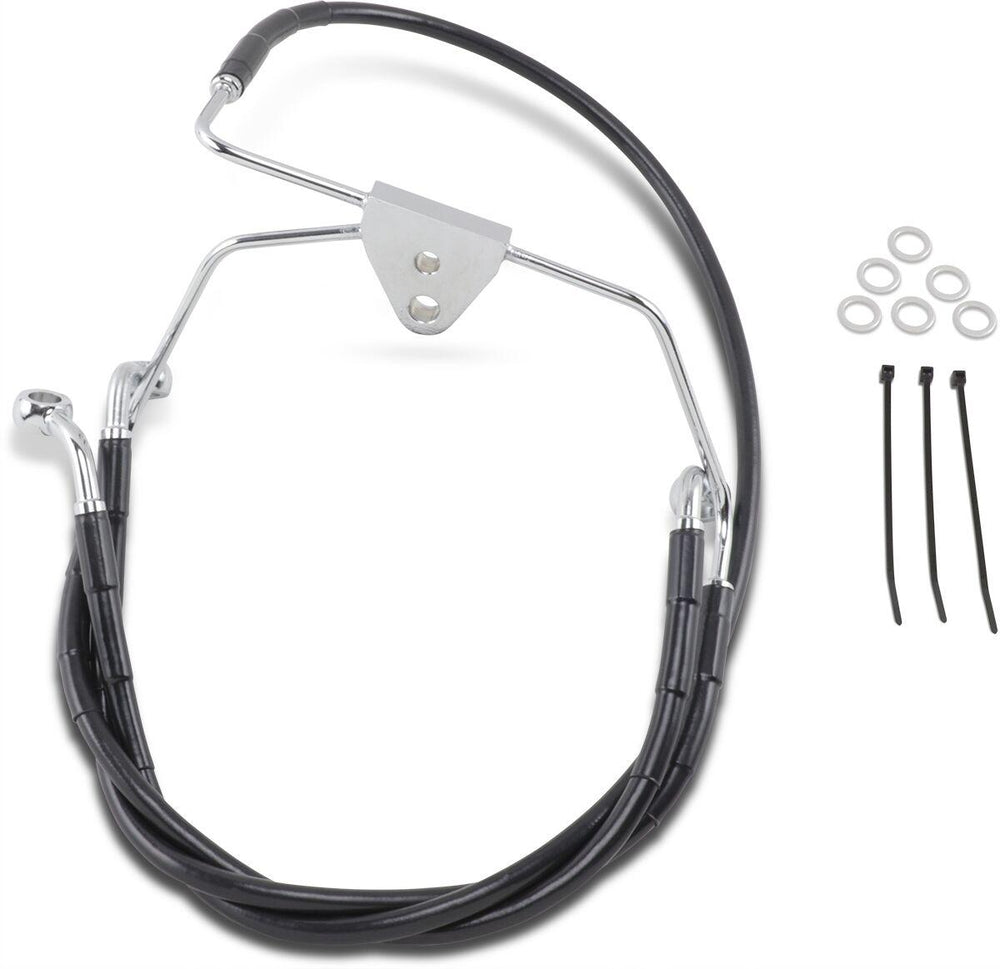 Drag Specialties Extended Length Vinyl Brake Hose Kit For Harley Davidson FLHT 1340 1996-1998 +10.2 cm Front - Black