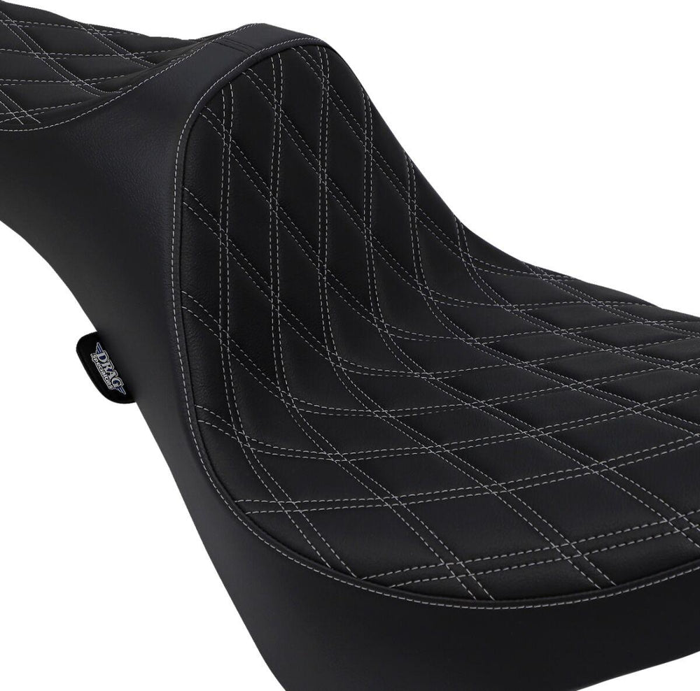 Drag Specialties Predator III Double Diamond Seat For Harley Davidson FLDE 1750 2018-2020 - Black Silver