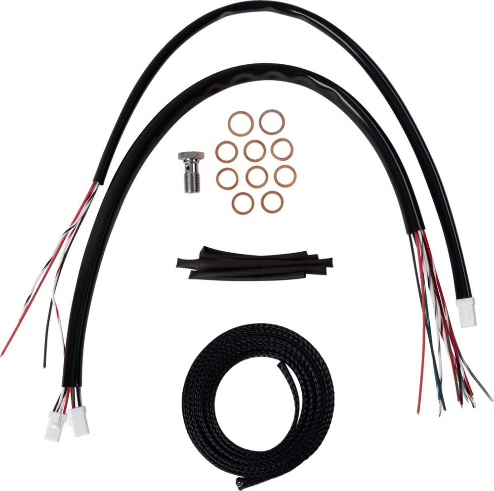 LA Choppers Complete Black Vinyl Braided Handlebar Cable/Brake Hose Kit For Harley Davidson FLHRXS 1868 ABS 2024 30.5 cm - 35.5 cm (12" - 14") - Black/Clear-Coated