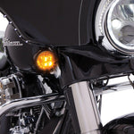 Ciro Fang Signal Light Inserts For Harley Davidson FLD 1690 2012-2013 Front Black