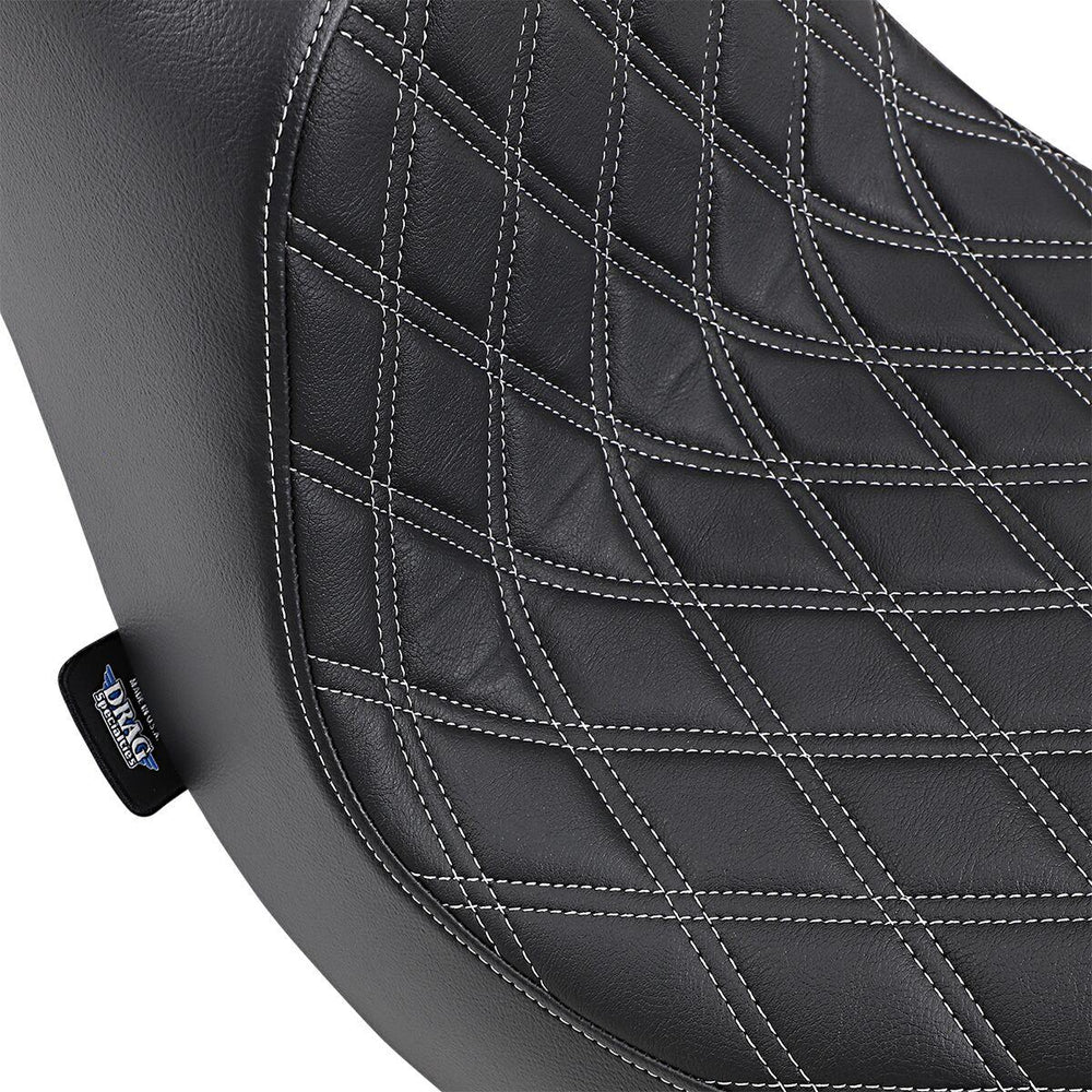 Drag Specialties Predator III Seat For Harley Davidson FLFB 1750 2018-2020 Silver Stitching Double Diamond - Black Silver
