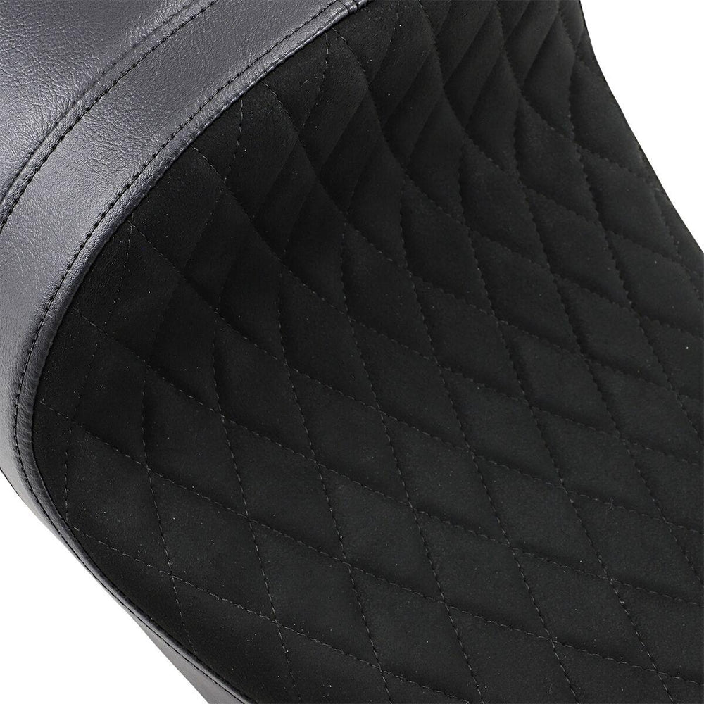 Drag Specialties EZ-On Mount Forward Low Solo Seat For Harley Davidson FLHR 1584 2008-2011 Diamond Faux Suede - Black