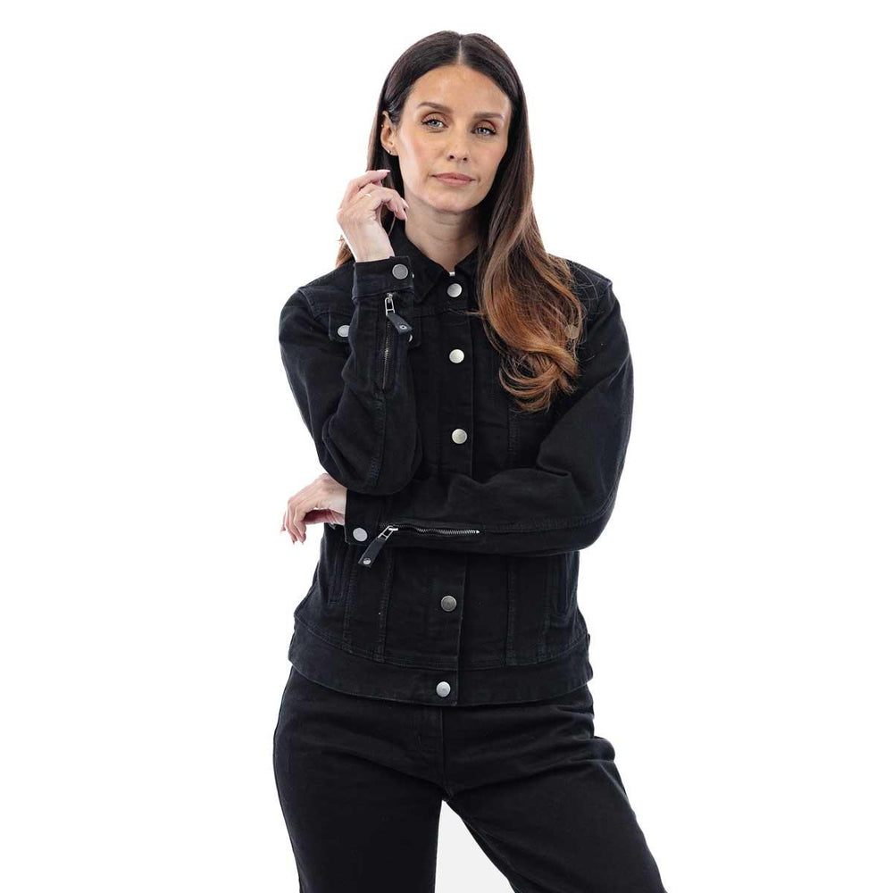 Spada Tura Trucker Ladies Motorcycle Jacket - Solid Black
