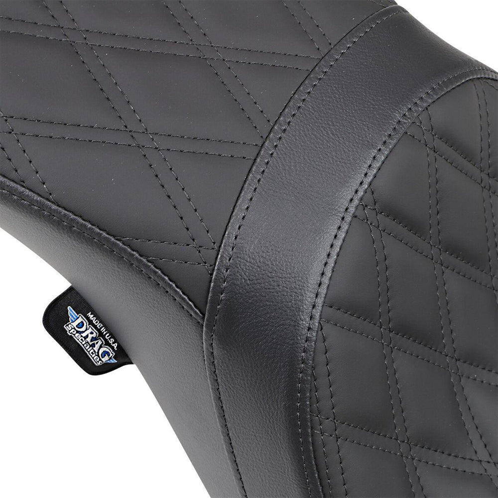 Drag Specialties Predator 2 Up Seat For Harley Davidson FLD 1690 2012-2013 Double Diamond - Black