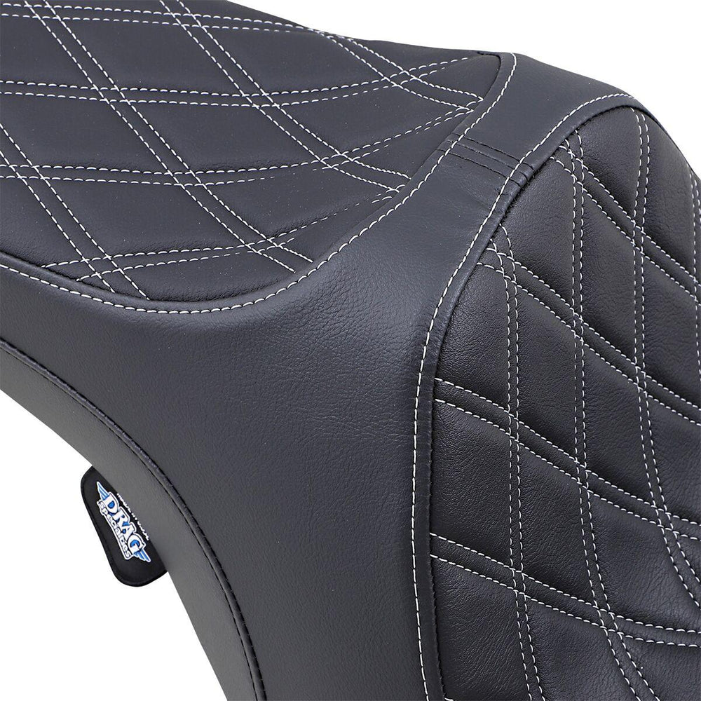 Drag Specialties Double Diamond Predator III Seat For Harley Davidson FLHR 1340 1997-1998 - Black Silver