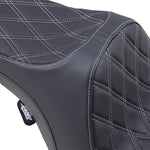 Drag Specialties Double Diamond Predator III Seat For Harley Davidson FLHR 1340 1997-1998 - Black Silver