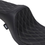 Drag Specialties Predator III Seat For Harley Davidson FLD 1690 2012-2013 - Black Silver
