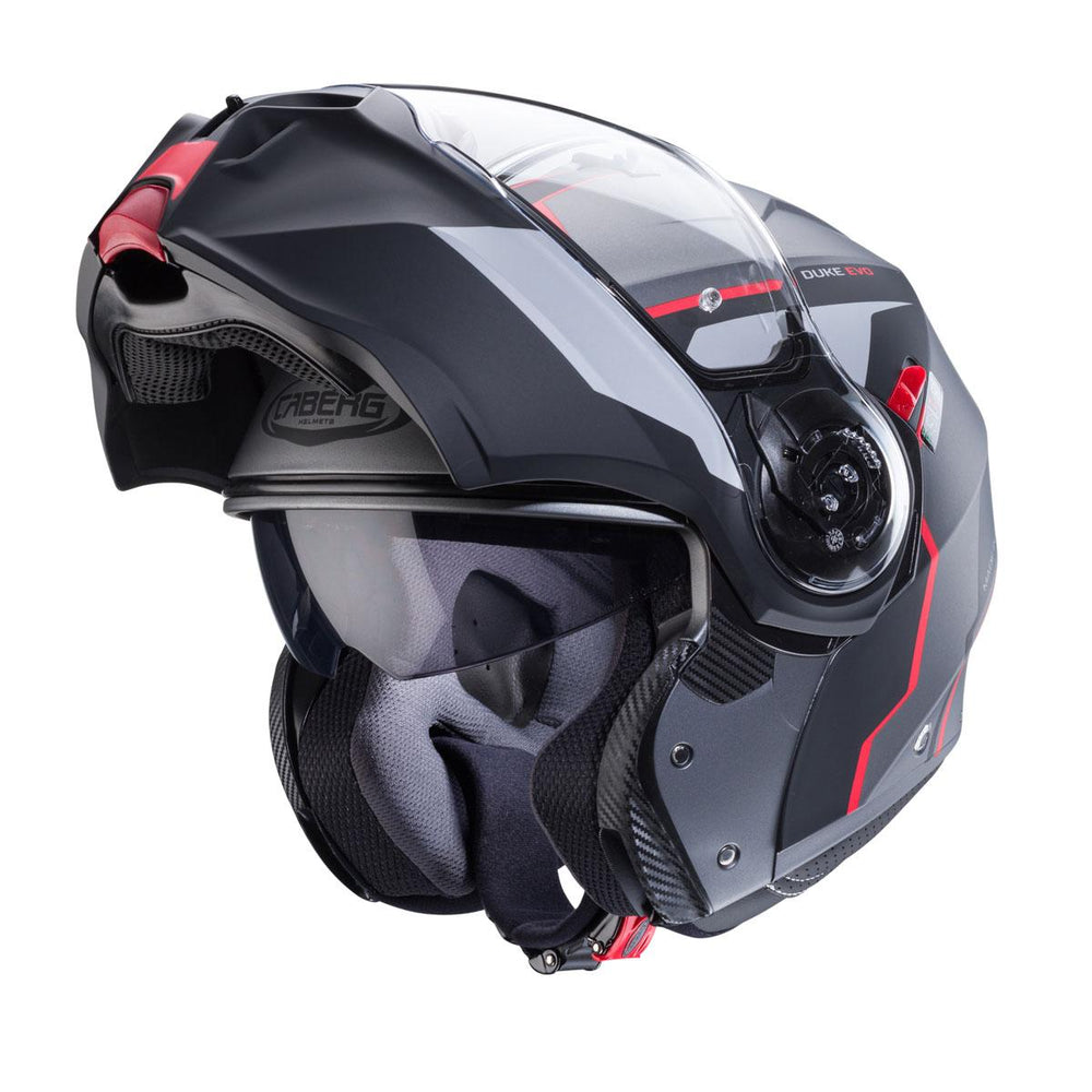 Caberg Duke Evo Move Matt Gun Metal Black Red Helmet