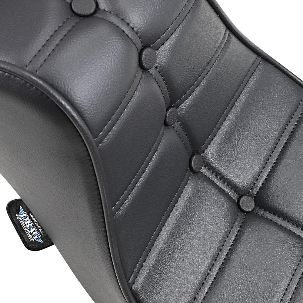 Drag Specialties Mini King & Queen Seat For Harley Davidson FL 1200 1958-1977 Scorpion Stitched - Black