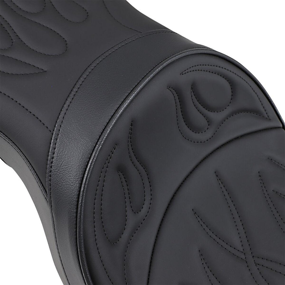 Drag Specialties Low-Profile Touring Seat For Harley Davidson XL 1200 C 2004-2020 Flame Stitched - Black