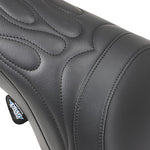 Drag Specialties Predator Flame Stitched Seat For Harley Davidson FLHR 1340 1997-1998 - Black