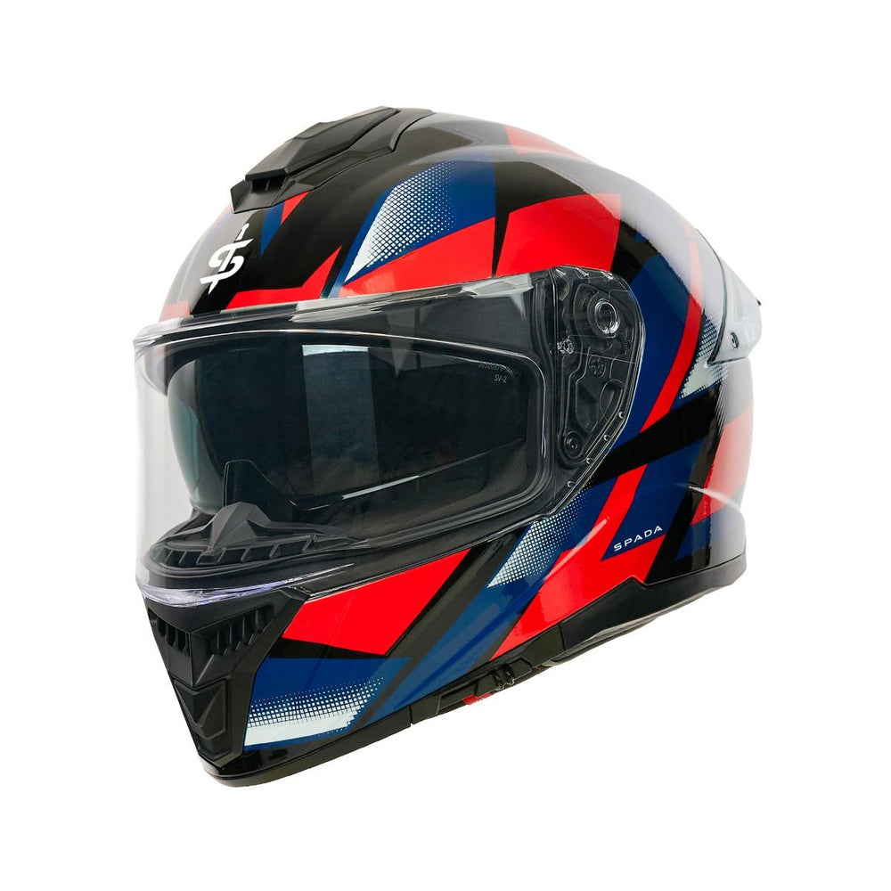 Spada Blade Sabre Full Face Motorcycle Helmet - Black/Blue/Red