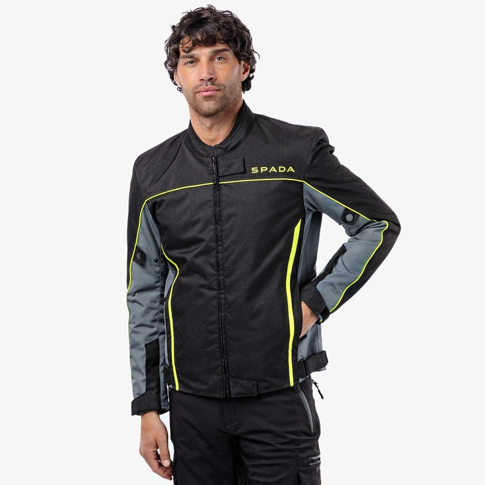 Spada Pace Rev 2 Waterproof Motorcycle Jacket - Black/Grey/Fluro Yellow