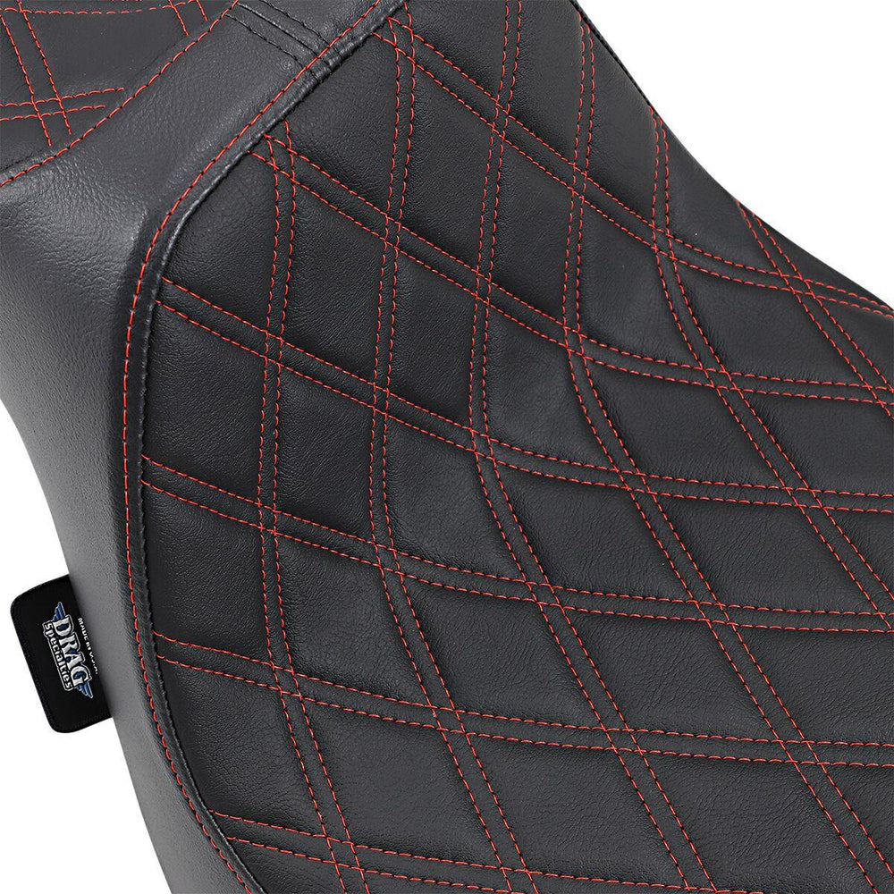 Drag Specialties Predator III Double Diamond Seat For Harley Davidson FXFB 1750 2018-2019 - Black Red