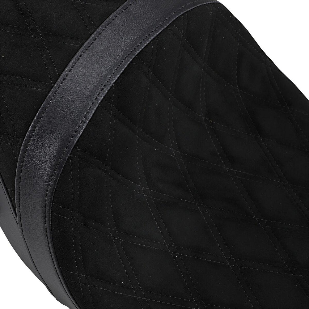 Drag Specialties Low Profile Touring Seat For Harley Davidson FLHR 1584 2010-2011 Suede Double Diamond - Black