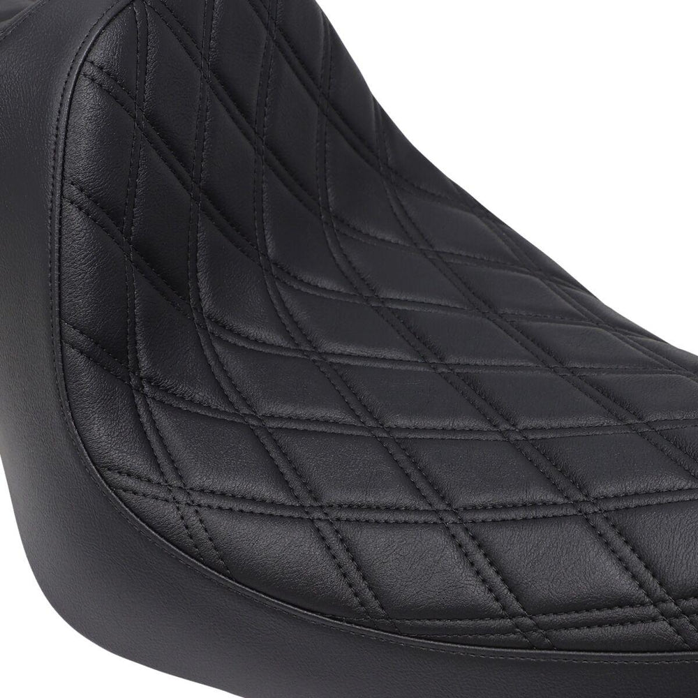 Drag Specialties Predator III Seat For Harley Davidson XL 1200 C 2004-2020 Black Stitching Double Diamond - Black