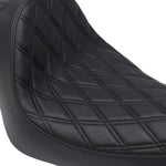 Drag Specialties Predator III Seat For Harley Davidson XL 1200 C 2004-2020 Black Stitching Double Diamond - Black