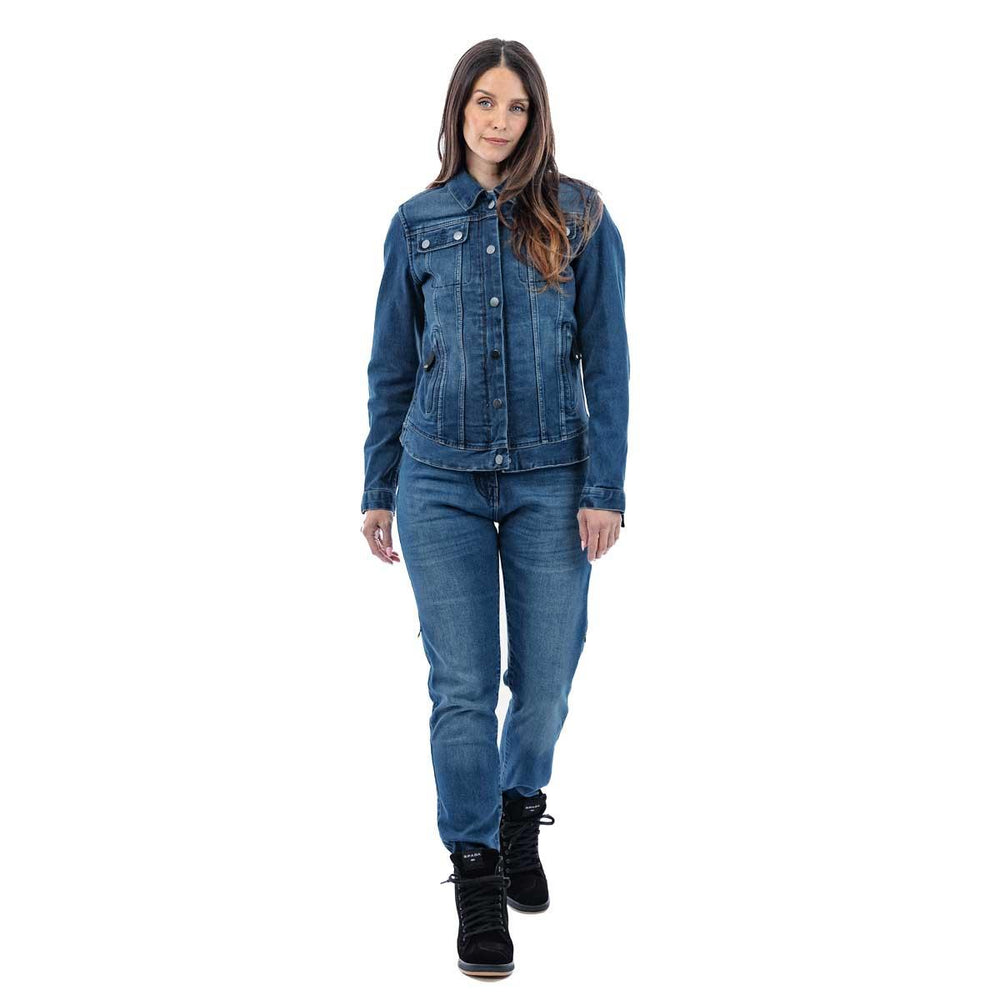 Spada Tura Trucker Ladies Motorcycle Jacket - Washed Blue