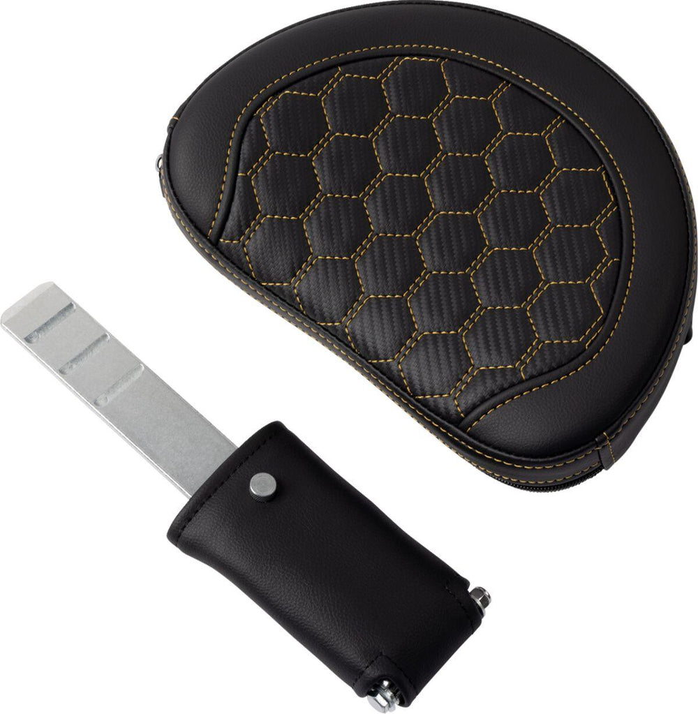 Saddlemen Honeycomb Roadsofa Seat With Backrest For Harley Davidson FLH 1868 2021 - Black/Gold (Driver Seat Length: 44.5 cm)
