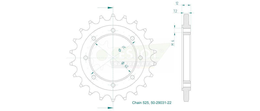 Esjot Standard 525 Sprocket For Gilera GP 800 2007-2012 Front 22T