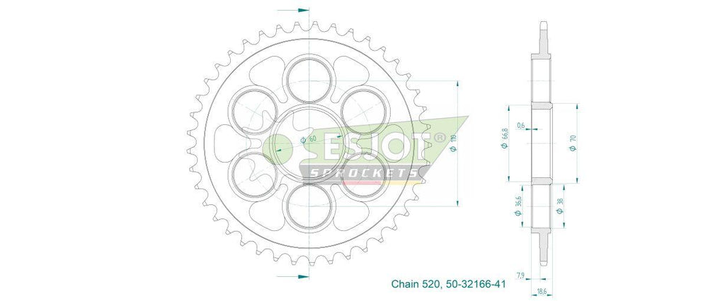 Esjot Standard 520 Sprocket For KTM Duke 125 ABS 2025 Rear Zinc Plated 41T
