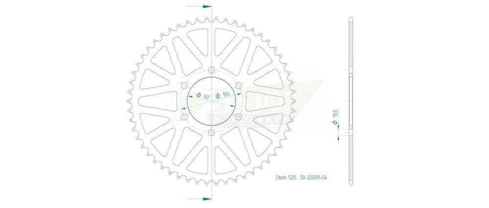 Esjot Standard 520 Sprocket For CF Moto GT 400 ABS 2020-2021 Rear Black 54T