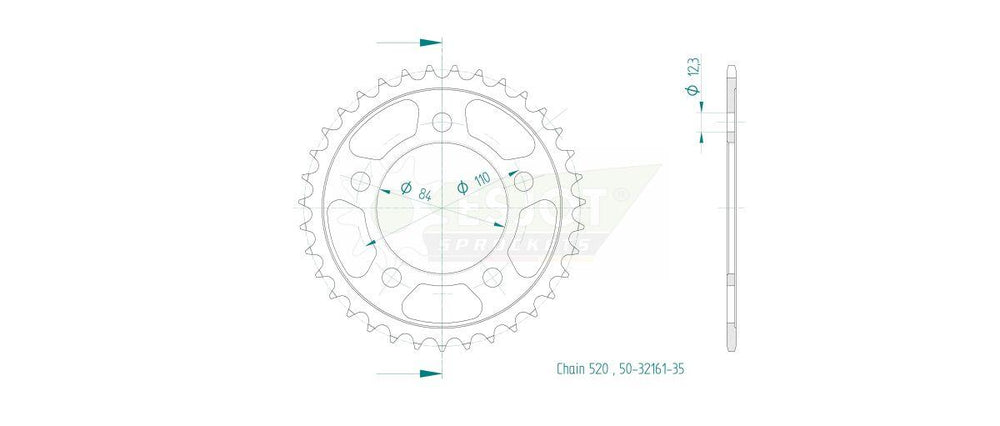 Esjot Standard 520 Sprocket For Honda GB 350S ABS 2025-2026 Rear Black 35T