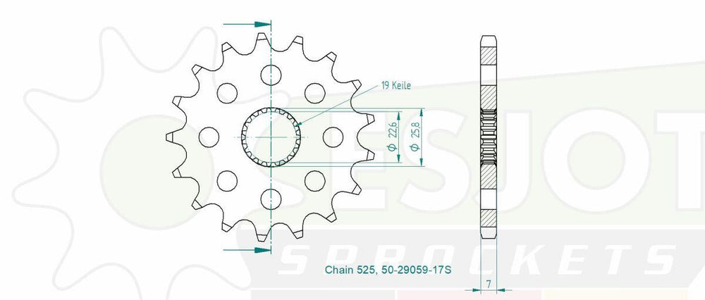 Esjot Sport 525 Sprocket For Brixton BX 1200 ABS 2024-2025 Front 17T