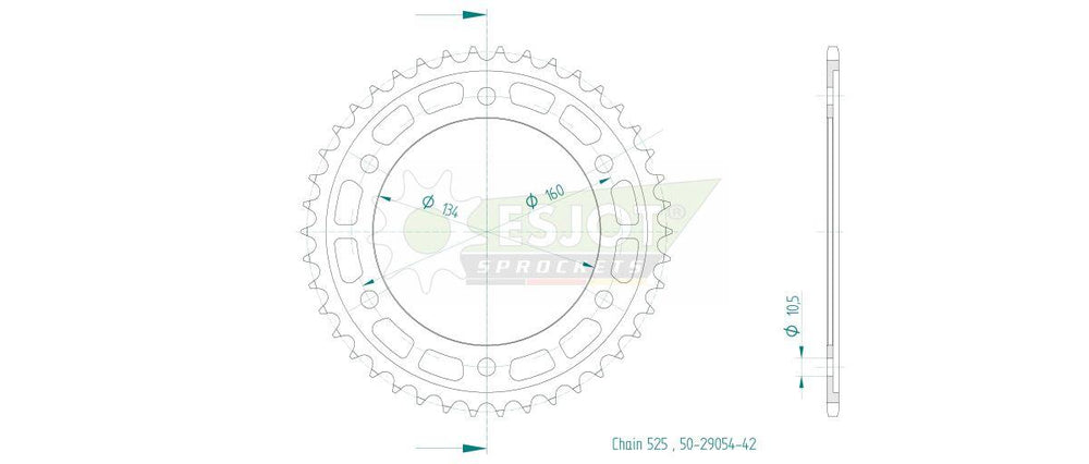 Esjot Standard 525 Sprocket For Honda CBR 1000 RR 2025-2026 Rear Black 42T